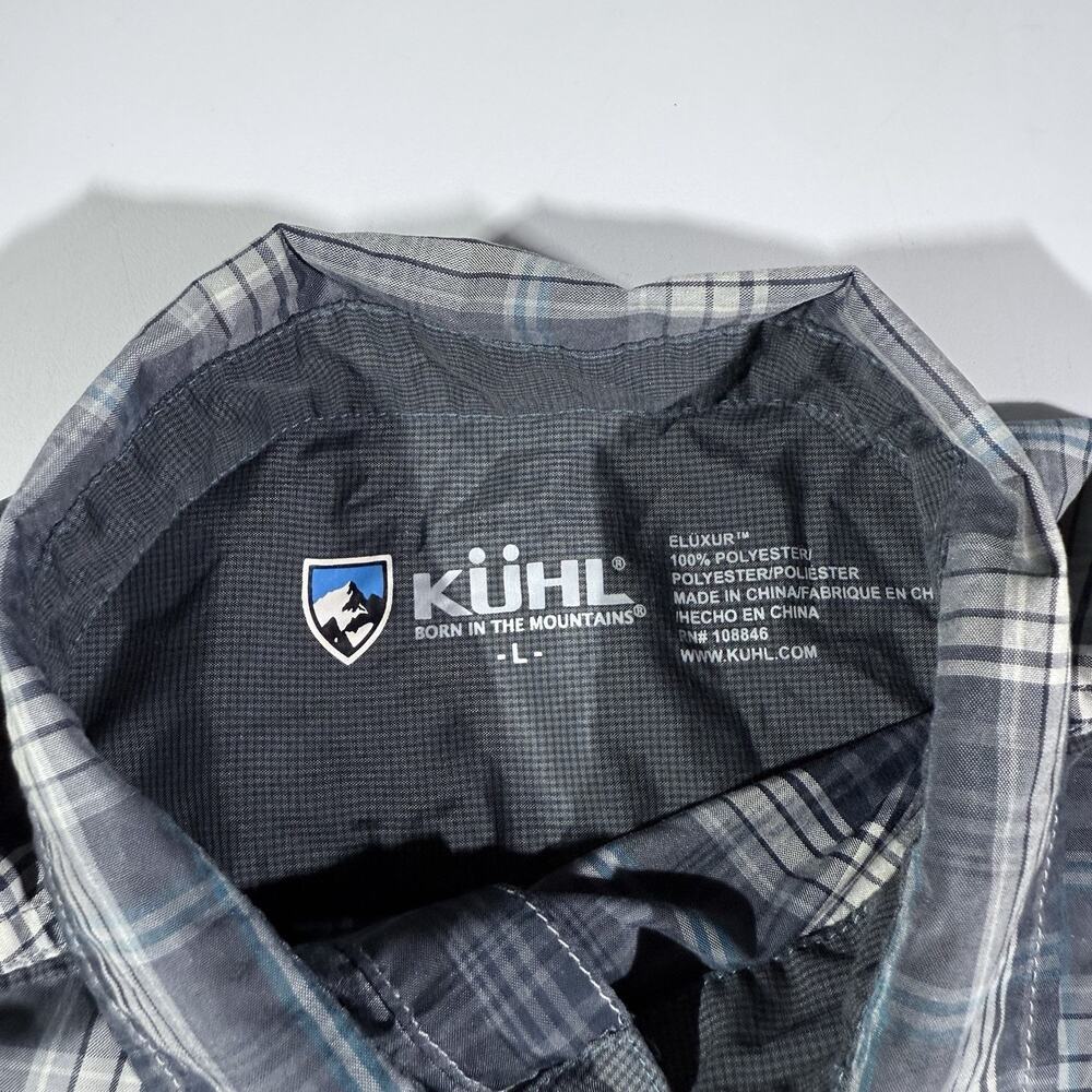 Kuhl Eluxur Short Sleeve Button Down Polyester Shirt Blue Men’s Size Large - Picture 4 of 9